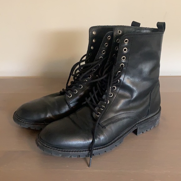 Black Leather Lace Up Boots - Women’s Size 38 - Picture 2 of 5